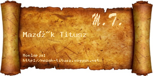 Mazák Titusz névjegykártya